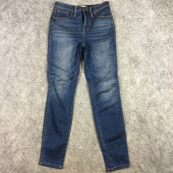 Madewell Denim - Madewell Jeans 26 2 10" High Rise Skinny Dark Wash Distressed Blue Tencel Lyocel
